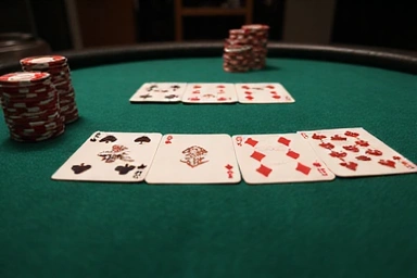 Poker Table with Cards