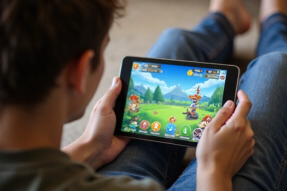 Person playing on a tablet