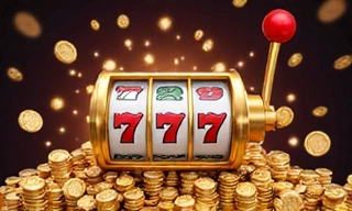 Vibrant slot machine with coins